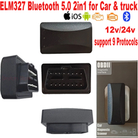 ELM327 for Car and Truck 12V&24V Bluetooth 5.0 elm 327 OBD2 cable Auto Scanner Work On Vehicles Code Reader Car Diagnostics Tool