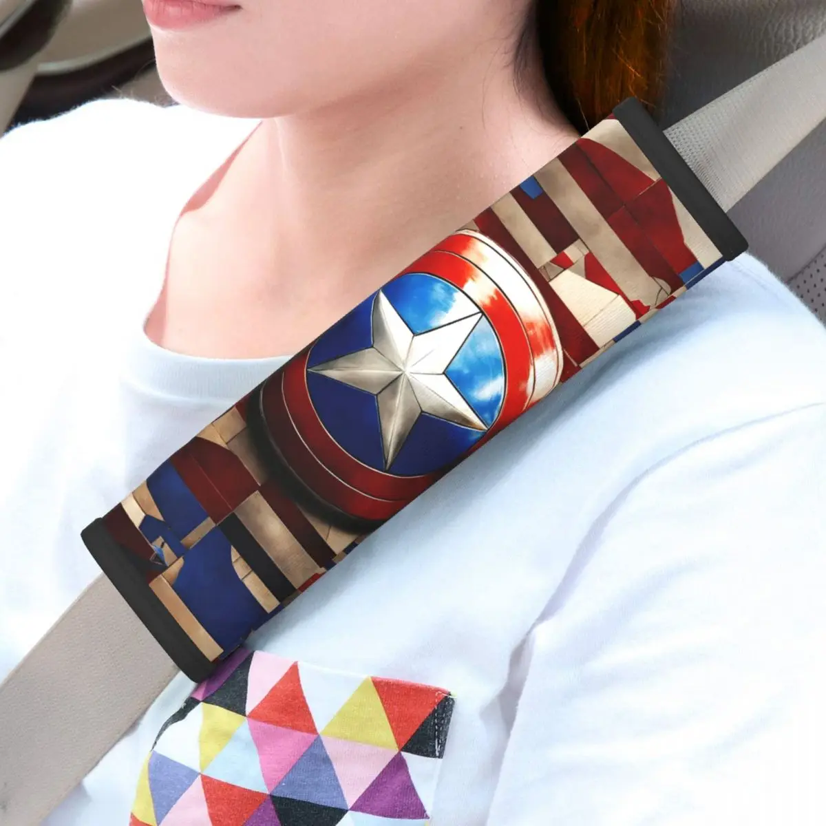 Car Captain America Seat Belt Cover Soft Seat Belt Pads Cover for Cars Backpack