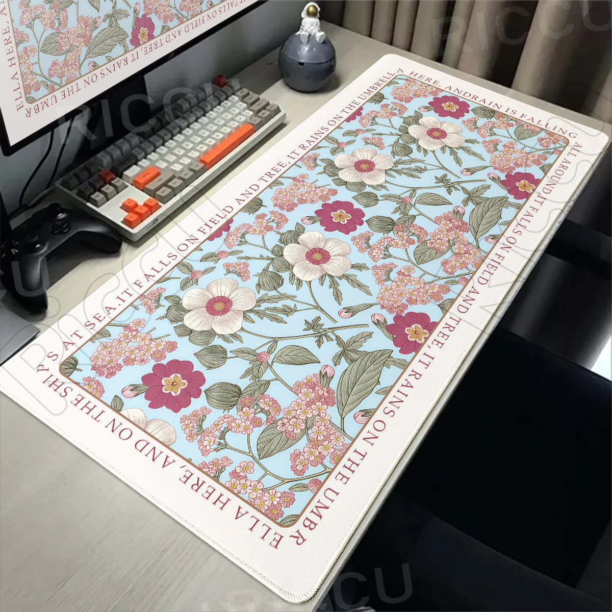 Mouse Pad Gaming Green Plant Flower Aesthetic Computer Mousepad XXL XS Playmat Natural Rubber Office Vintage Carpet Computer Pad