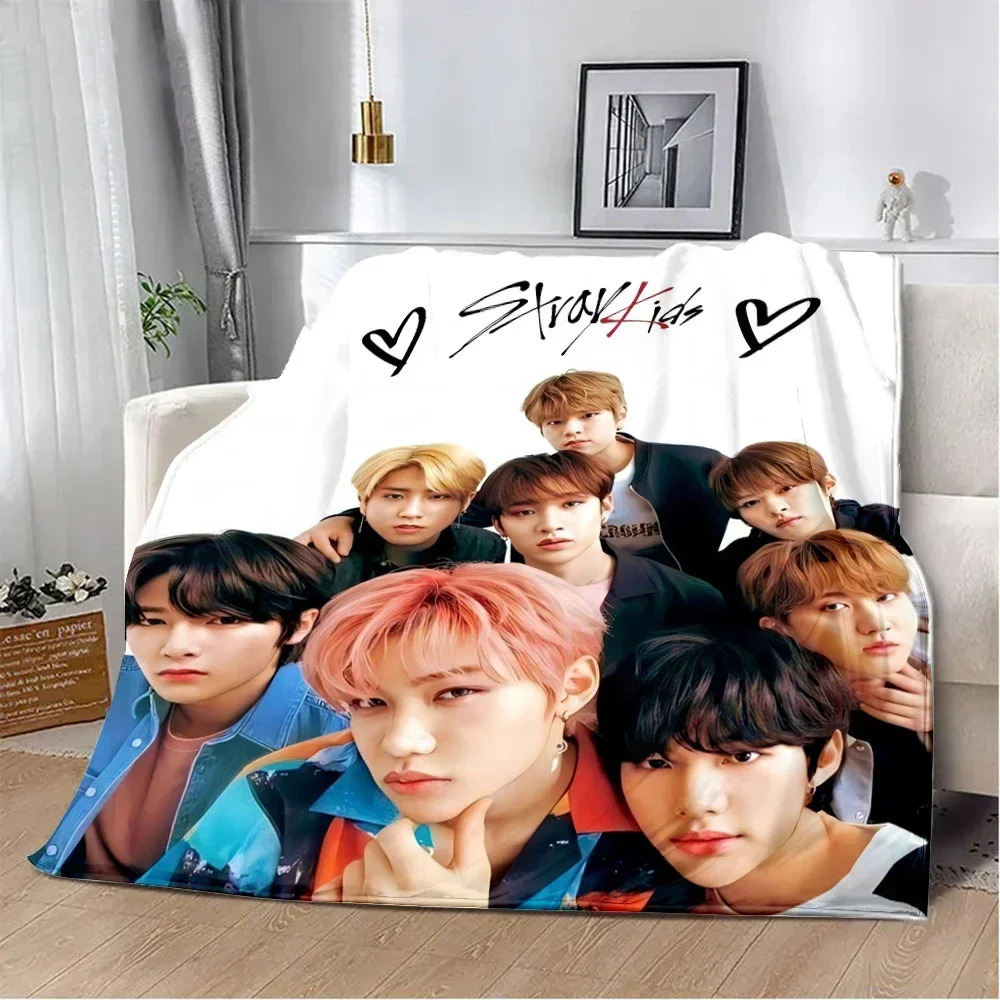 

Мягкое теплое одеяло с принтом Stray Kids KPOP для дома, путешествий, пикников, дней рождения