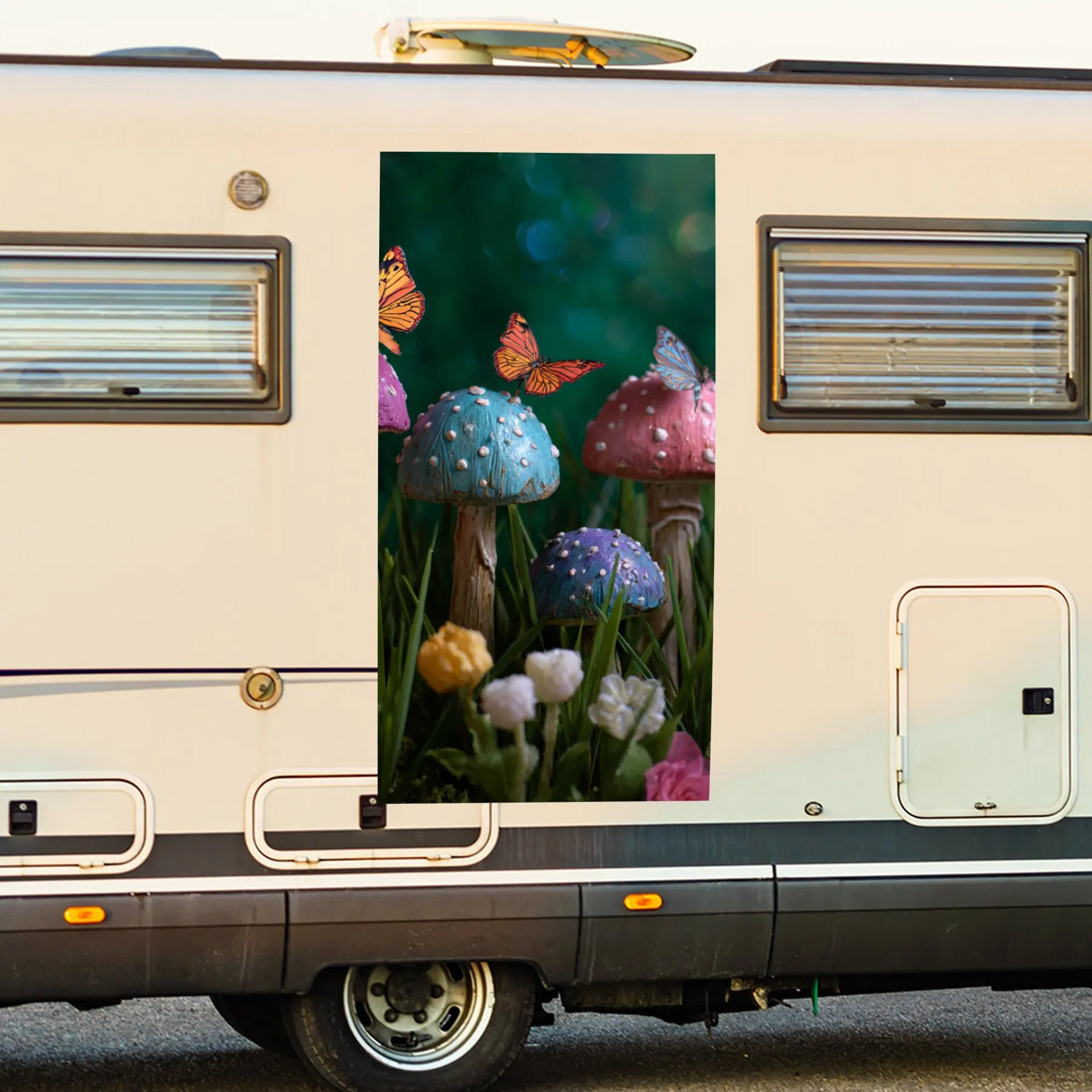 

Colorful MMushroom Cluster Vinyl Decal for Motorhome Car Door, Waterproof Self-Adhesive Vinyl Stickers, Decoration Protection Au