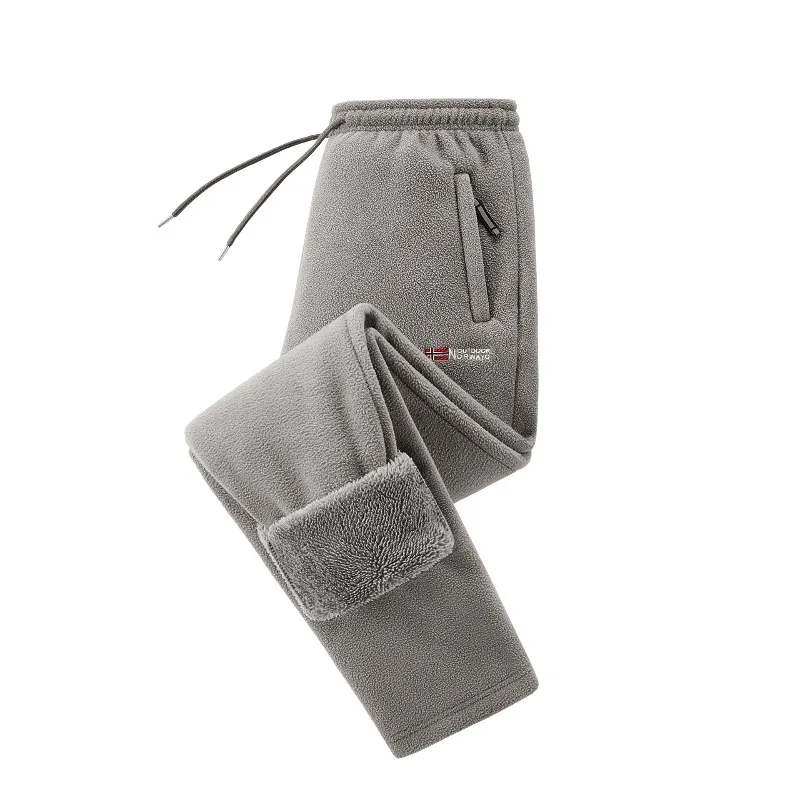 New Winter Men Polar Fleece Warm Sweatpants Loose Straight Leg Casual Pants Male Outdoor Cold Protection Thicker Warm Long Pants