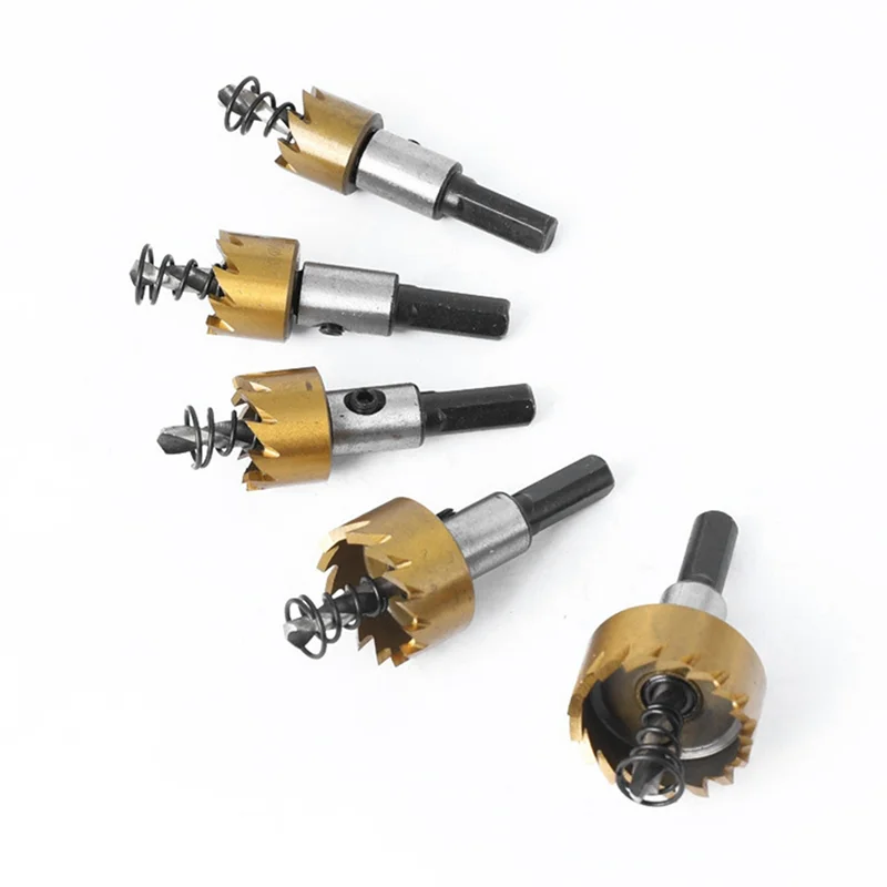 Набор из 5 предметов из высокоскоростной стали для сверления отверстий диаметром 16–30 мм, подходит для металла, меди, нержавеющей стали и железной пластины Dur