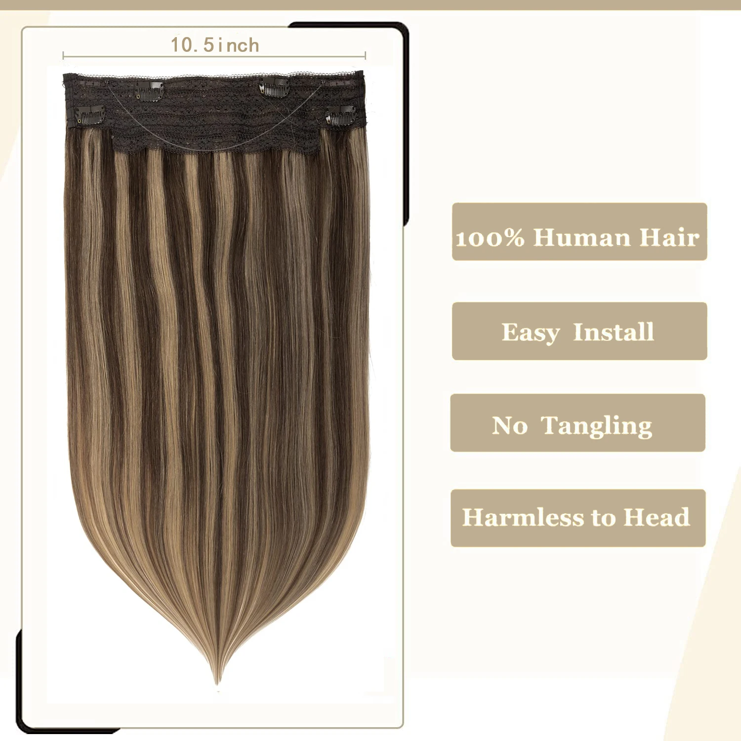 Straight Fish Line Hair Extensions 4 Clips In Hairpiece Highlight Natural Hair Extensions Bundles Real Human Hair Color #P4-27