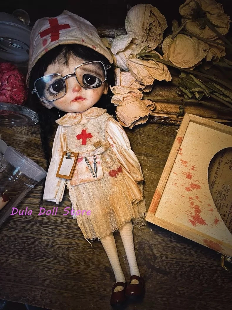 Dula Doll Clothes Dress Stained nurse uniform for Blythe Landazz Landoudou OB24 OB22 Doll