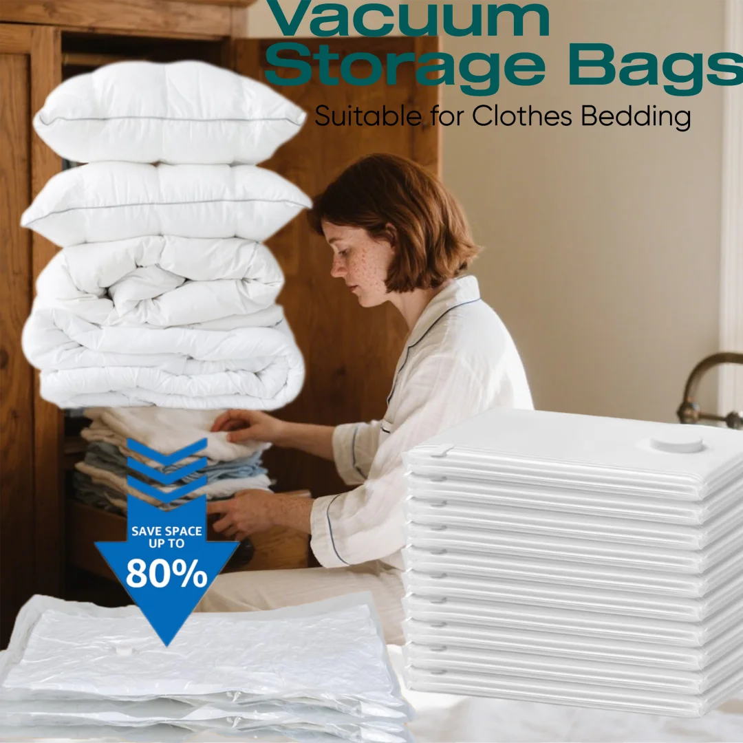 

Space Saver Vacuum Storage Bags with Pump Extra Large Vacuum Sealed Bags for Bedding Organizer For Clothes Clothing Moving Bags