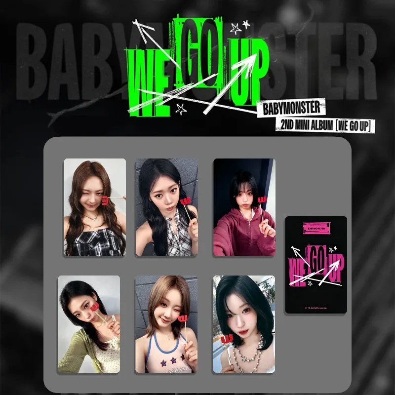 مجموعة الفتيات الكورية الجنوبية KPOP BABYMONSTER نحن نذهبون ألبوم بطاقة بطاقات فلاش مكافأة بطاقات عشوائية الكنز الوحش الطرفية لومو