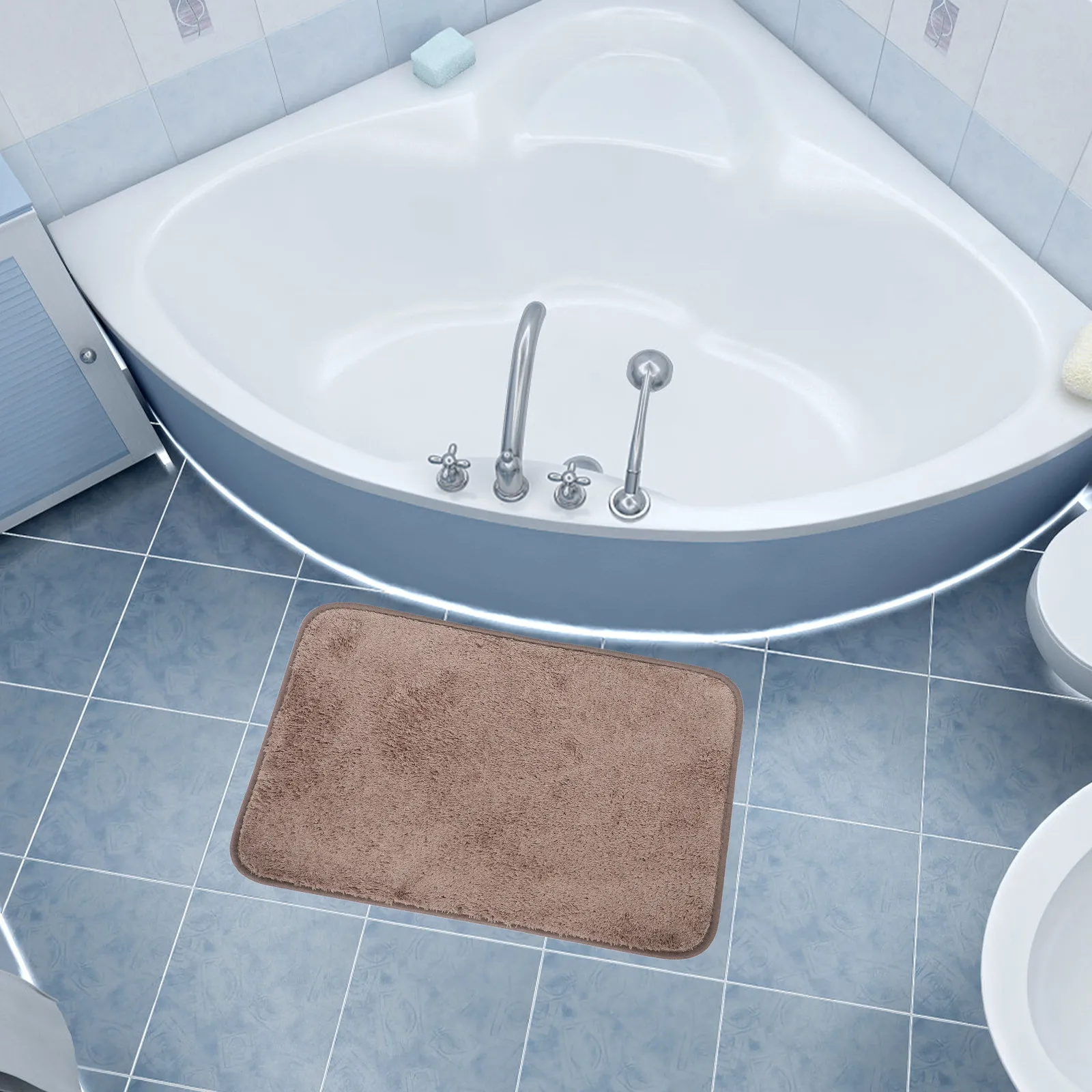 

Black Rug Absorbent Bath Mats Quick Dry Anitbacterial Non Slip Checkered Alfombra De Piedra