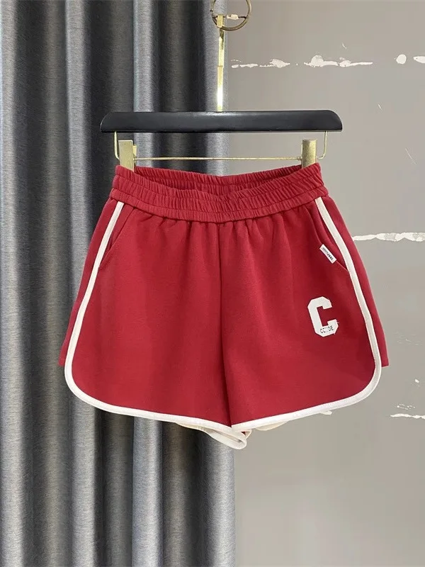 High Waist Elastic Waist Sports orts Women Summer 2025 New American Sle Slimming Casual Pants Hot Girl A-Line Wide Leg Ho...