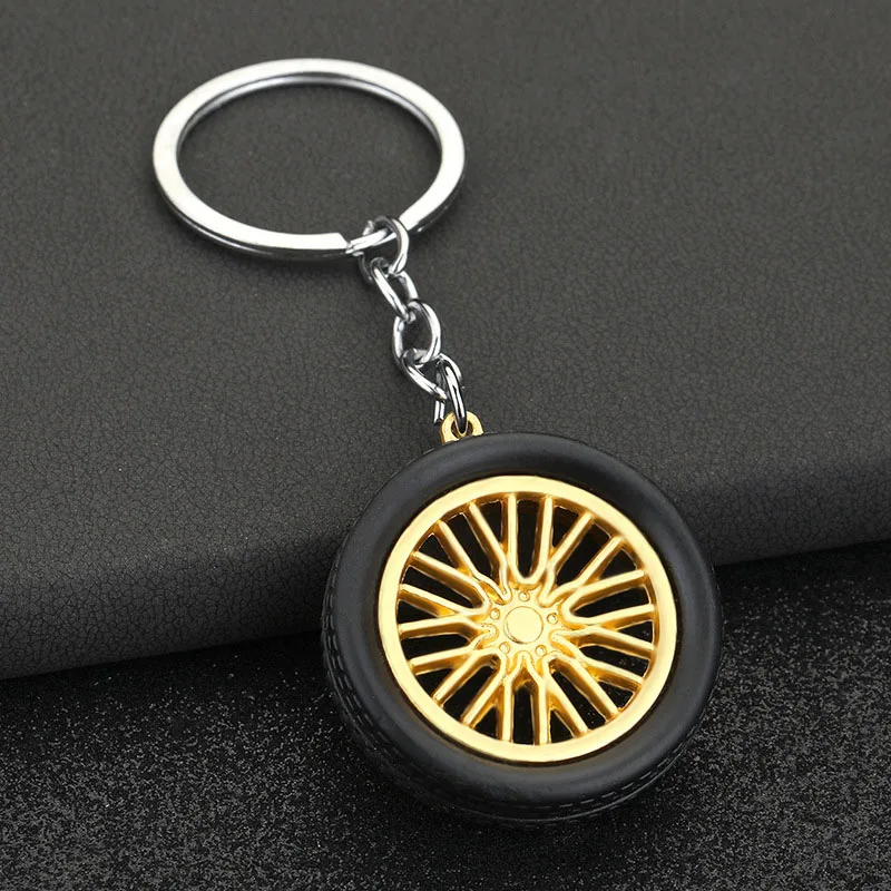 New PVC Soft Rubber Simulation Mini Car Tire Keychain Creative Car Wheel  Hub Pendent for Men\'s Car Keys Backpack Keyring