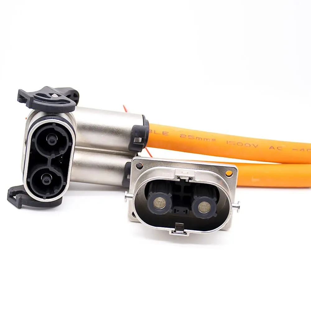 High Voltage Safety Lock Connector 2pin 125A Plug& Socket Metal EV Battery