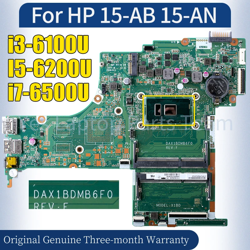 

DAX1BDMB6F0 For HP Pavilion 15-AB 15-AN Laptop Mainboard i3-6100U I5-6200U i7-6500U 830597-001 Notebook Motherboard 100％ Tested