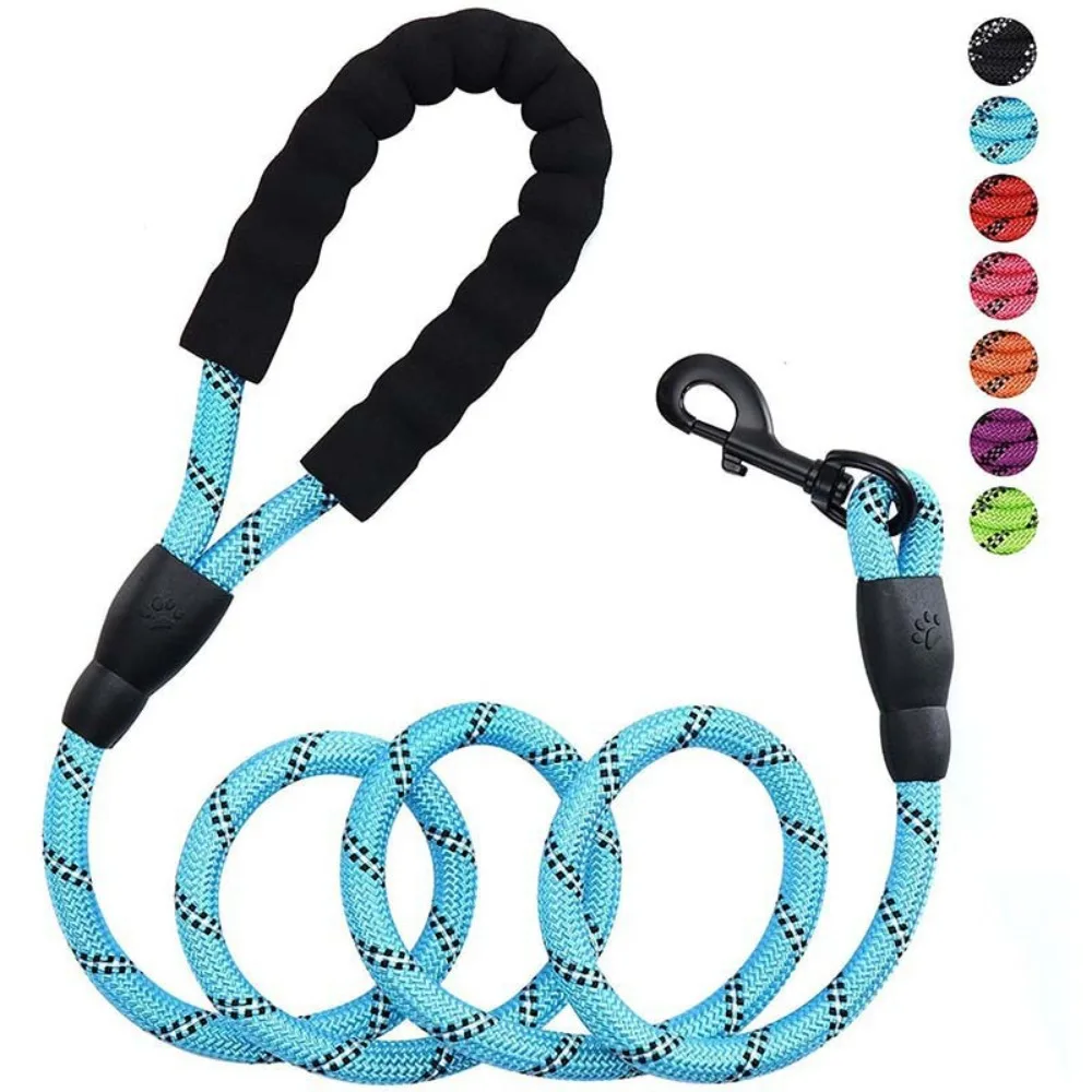 

Reflective Multi-Color Nylon round Rope Tug-of-War Leash for Large And Medium Dogs Explosive Pulling Dog Rope with Foam Handle