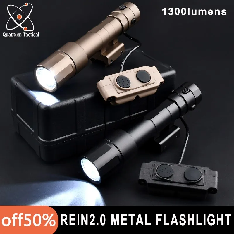 Tactical REIN Flashlight 1300Lumens Metal 2.0 Micro Hunting M600 Scout Light with Dual Function Switch for 20mm Picatinny Rail