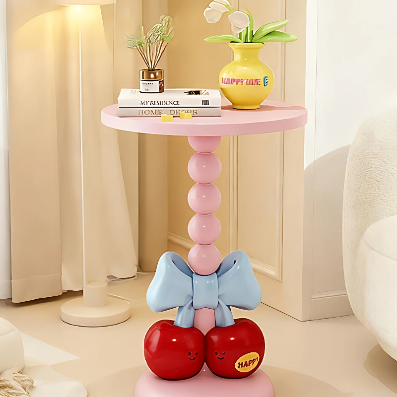 

Creative cherry bow edge, cartoon small round table next to the living room sofa, bedroom bedside shelf floor ornament