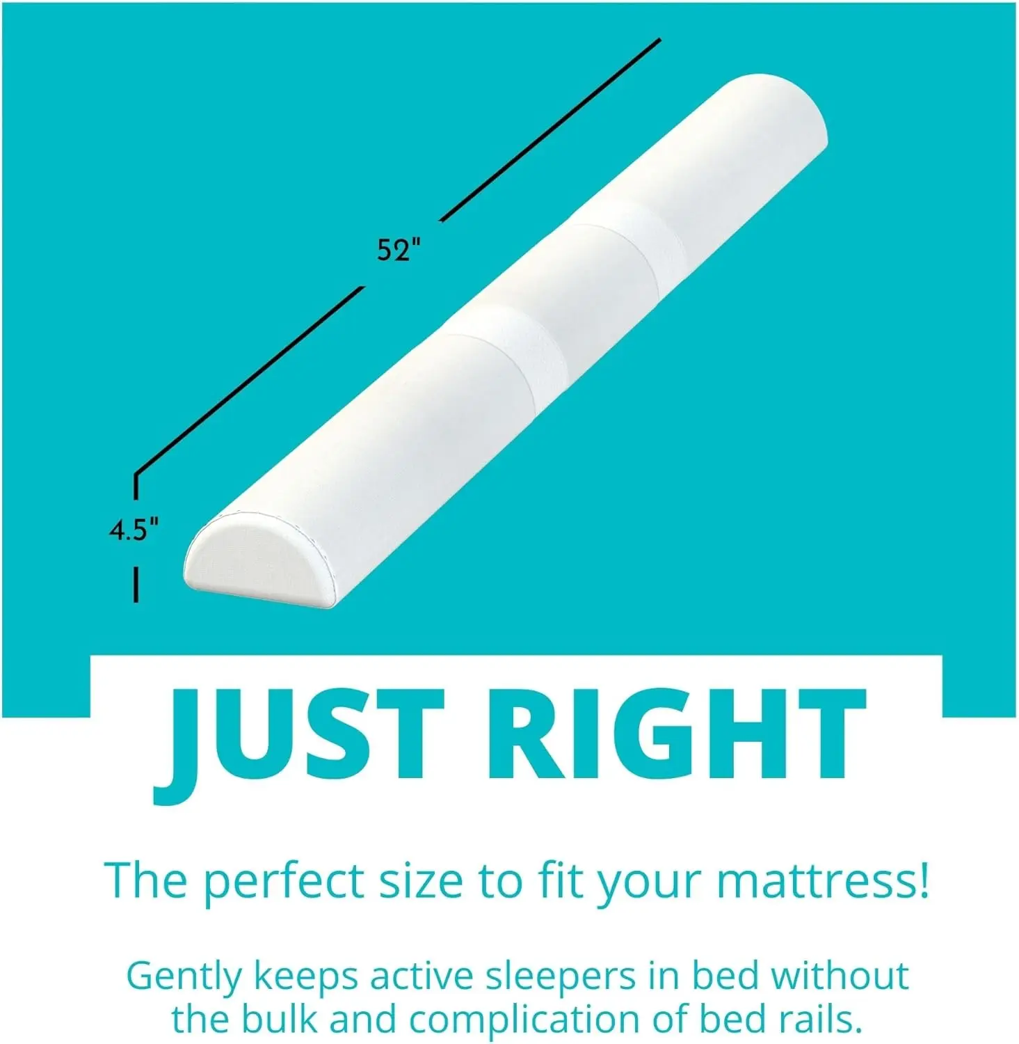 Soft Toddler Bed Bumper with Stay-Put Cover, Foam Safety Rail for Home or RV Use (2-Pack)