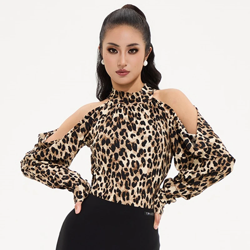 

Ballroom Dance Women Clothes Leopard Dance Bodysuit Black Standard Modern Dance Performance Costume Training Dance Wear VDL2825