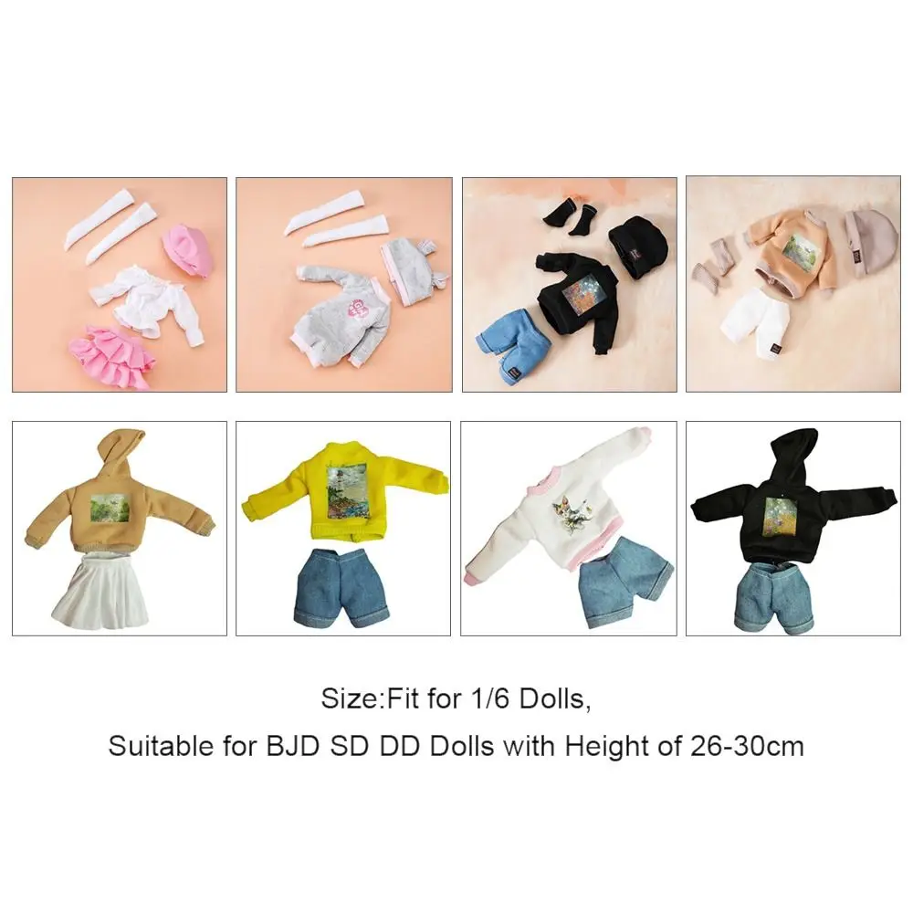 Fashion 30cm Doll Handmade Hoodies Doll Sports Sweatshirt Shorts Skirt Outfits For 1/6 DIY Doll Clothes Accessories