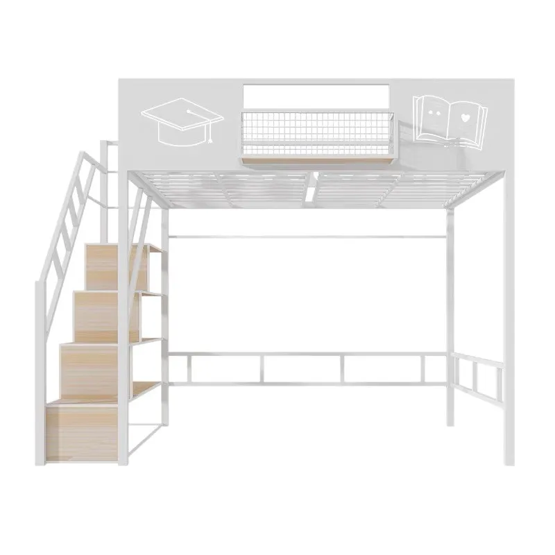 

Wrought iron elevated bed Multifunctional loft bed Simple small apartment Go to bed Under table Dormitory children's iron frame