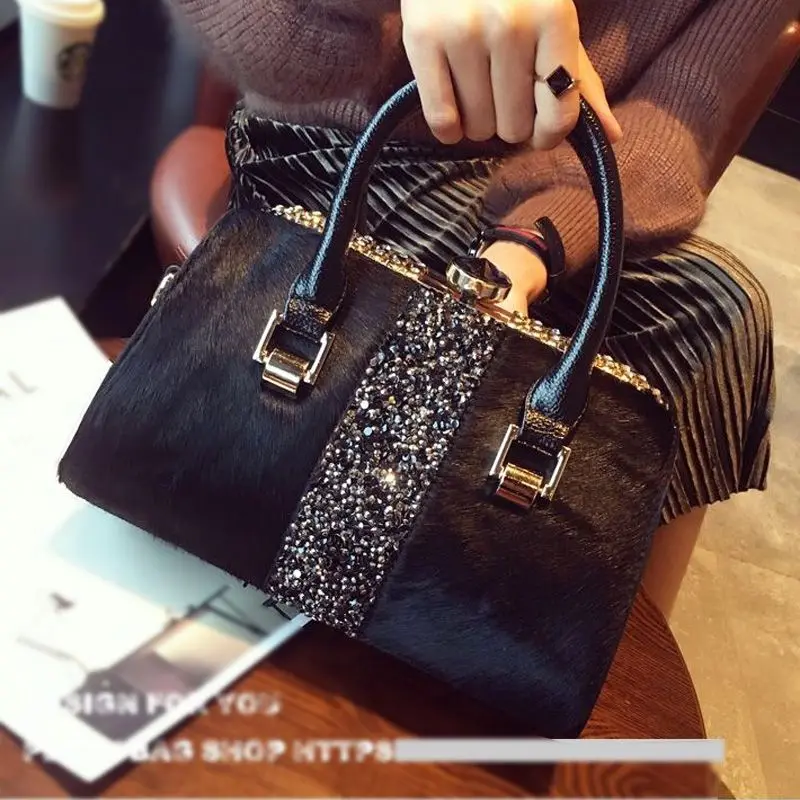 Luxury Brand Women's Handbags With Horsehair And Gold Edge And Diamond Clip Bags 2023 New Top Famous Designer Women's Handbags