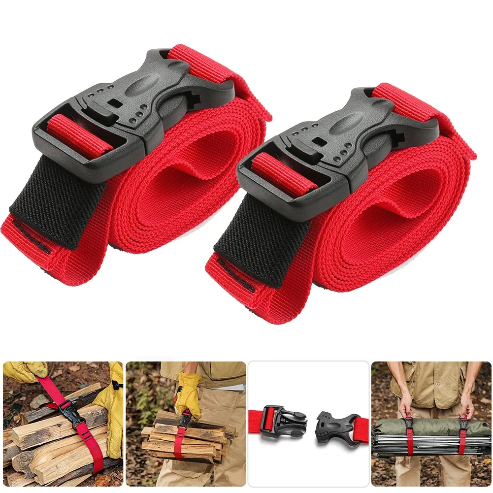 Nylon Cargo Strap Luggage Fastener Belt Outdoor Camp Quick Release Buckle Bicycle Strap Reusable Fastening Cable Ties Red Color