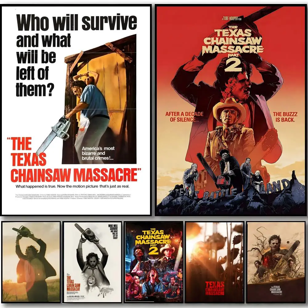 Póster de la película de terror The T-Texas Chainsaw M-Massacre, arte HD, pared adhesiva, impermeable, decoración estética para el hogar, dormitorio, bar
