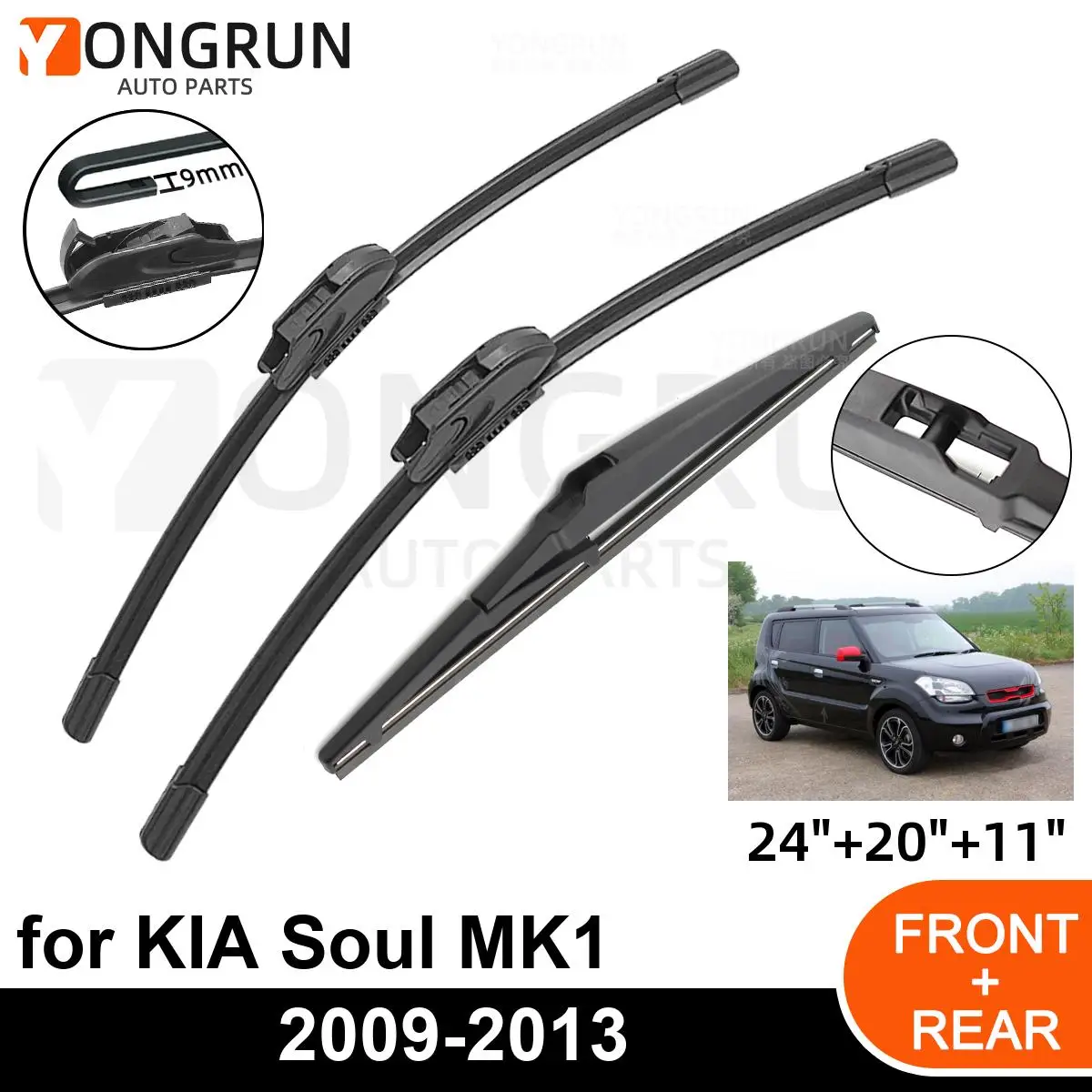 

Щетка стеклоочистителя Автомобильная резиновая для KIA Soul MK1 2009-2013, 3 шт.