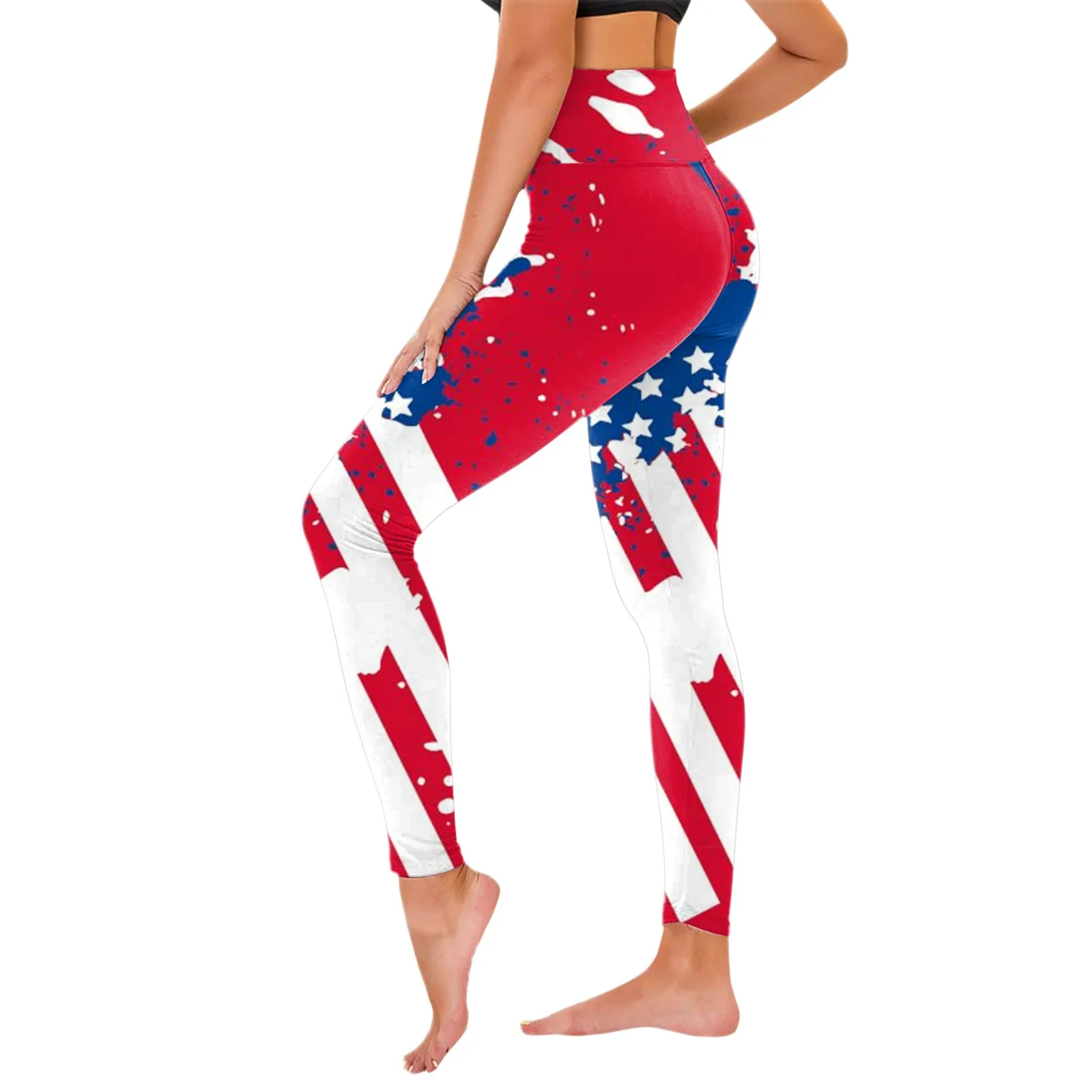 

2024 Women'S Independence Day Printed Leggings High-Waisted Sports Yoga Pants Slim-Fit Casual Leggings Fashion All-In-One Pants