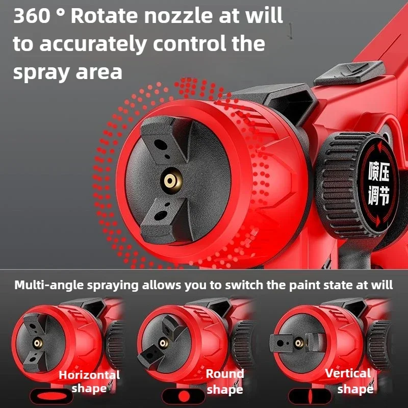 【จัดส่งรวดเร็ว】ปืนพ่นสีไร้สายขนาด 1000 มล. สำหรับแบตเตอรี่ 18V ปืนพ่นสีไฟฟ้า HVLP แบบชาร์จได้ สำหรับรถยนต์ บ้าน หน้าต่าง ใช้พลังงานจาก