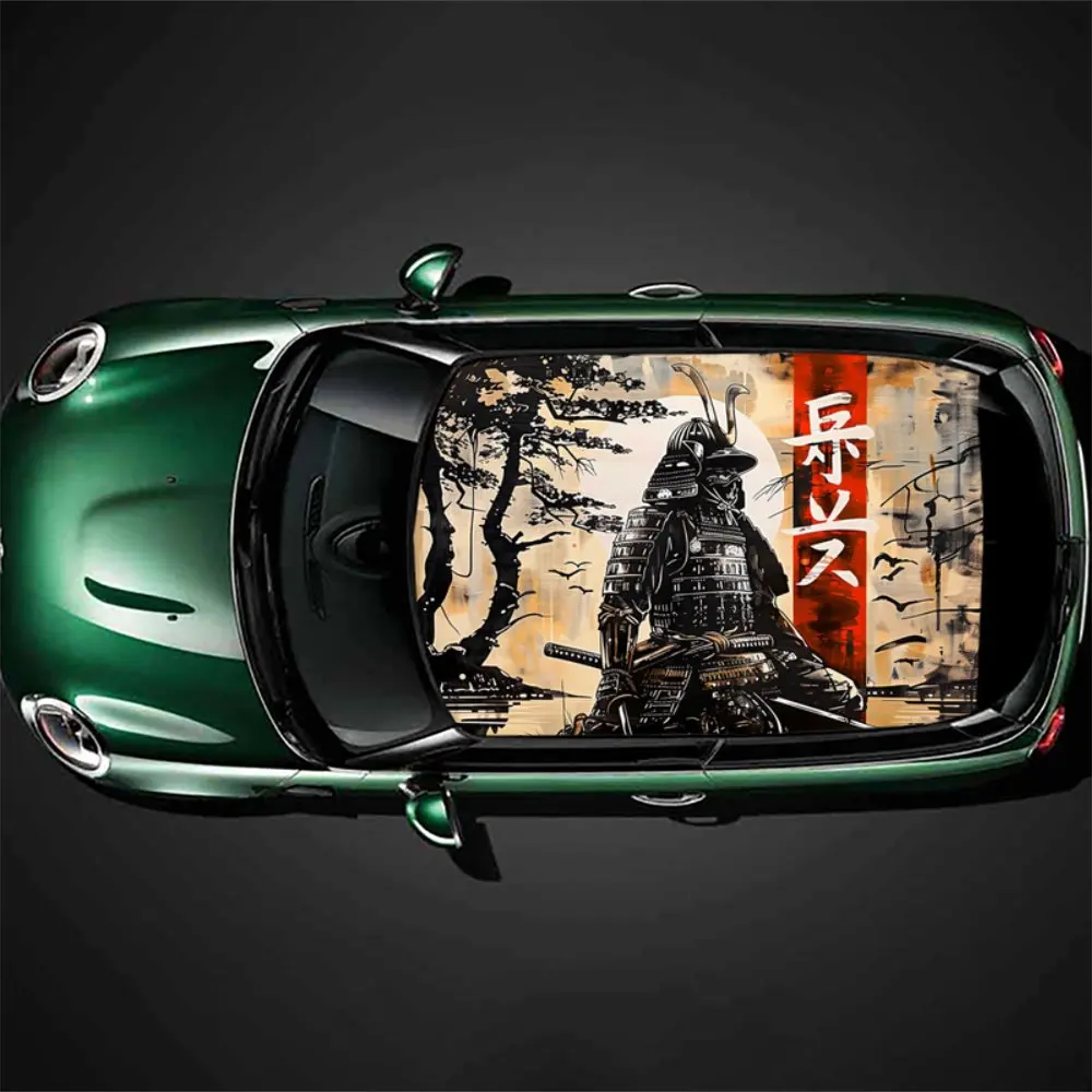 Japanese Samurai Culture Car Roof Sticker Wrap Racing SUV Auto Accessories Packaging PVC Car Hood Graphic Decal Decoration Gift