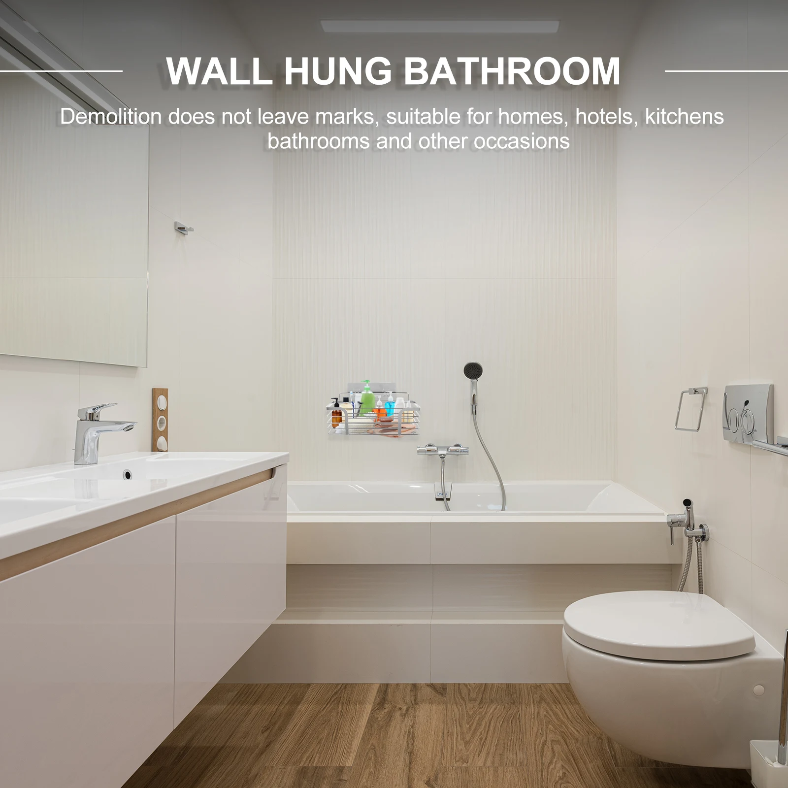 

Stainless Steel Storage Mounted No Drill Easy Install Heavy Duty Space Saving Shelf for Bathroom Kitchen Home Hotel