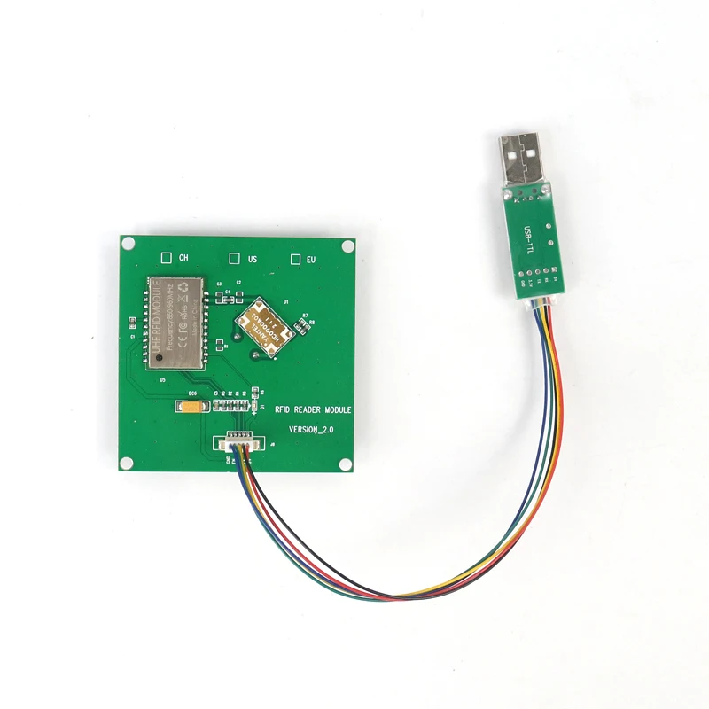 

FONKAN ISO18000-6C 3M Rang UHF RFID Integrated Reader Module TTL232 with 4dbi Antenna 70*70MM 865-868Mhz 902-928mhz Free SDK