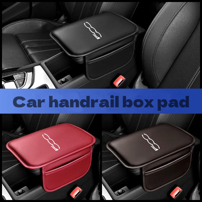 Car Armrest Box Pad Center Console Arm Rest Protector Storage Pocket for Abarth 500C 500X 595 Panda Punto Bravo Tipo Auto