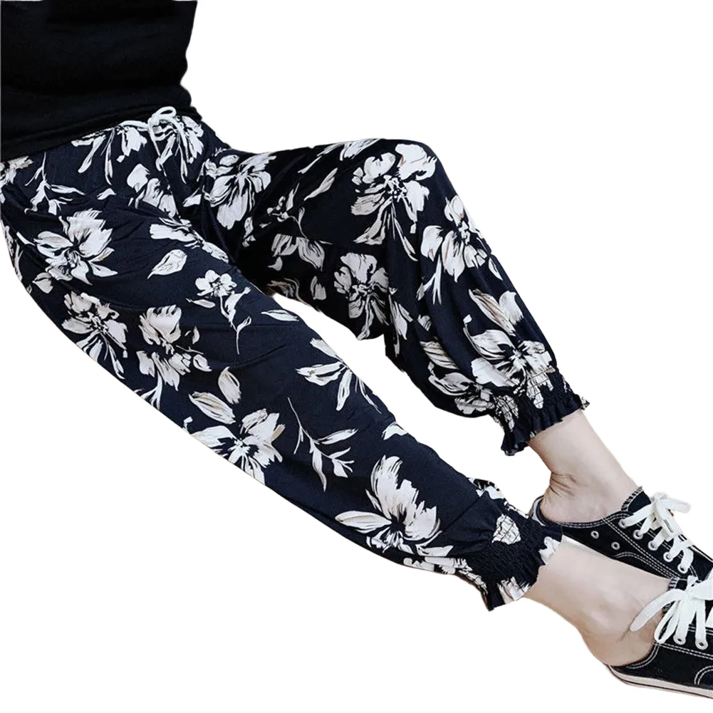 Pantaloni larghi da spiaggia Pantaloni anti-zanzara Pantaloni alla caviglia in tessuto poliestere 90 Pantaloni da donna