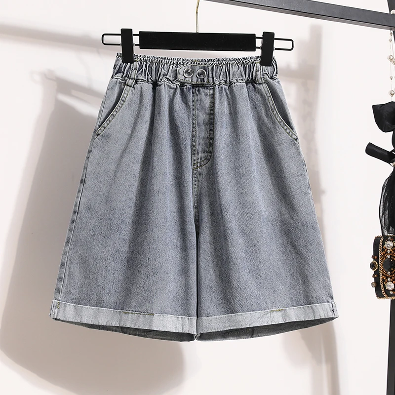 

Широкие джинсы с высокой талией, женские летние тонкие юбки трапециевидной формы, свободные брюки с манжетами, джинсовые брюки длиной пять четвертей