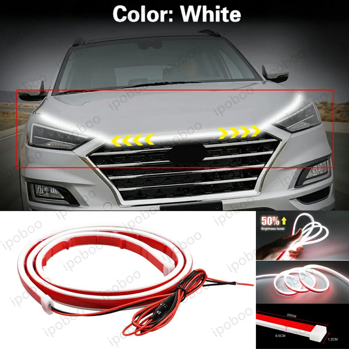 

86" LED Hood Light Strip For Hyundai Tucson 2016-2020 Flexible Dynamic Scan Start Up Hoodbeam Kit Engine Cover Decoration Light