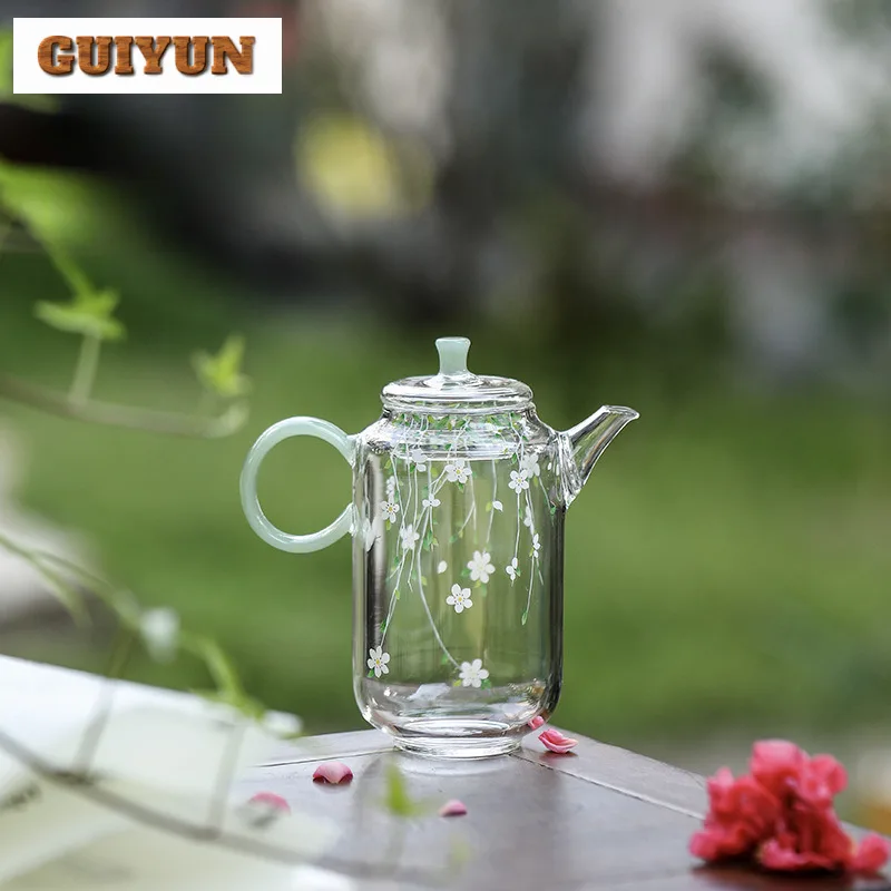 

300 мл стеклянные наклейки ручной работы, чайник-бабочка, древний чайник, горшок для заварки чая, чайник с ситечком для чайных принадлежностей, украшения