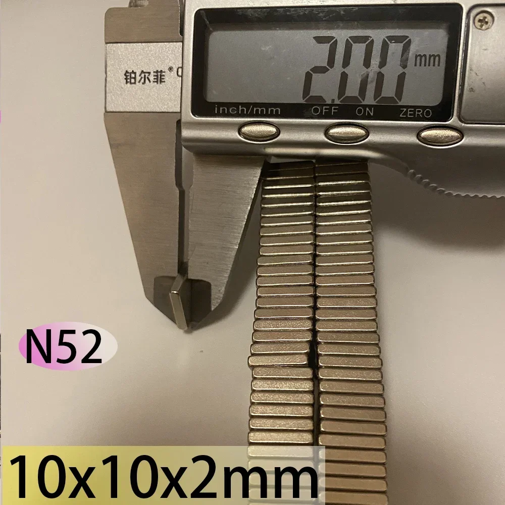 N52 10x10x2 10x10x2.8mm Standard magnetic Square Strong Magnet tiny power Search  Neodymium Bar BlockI ndustrial Motor Generator