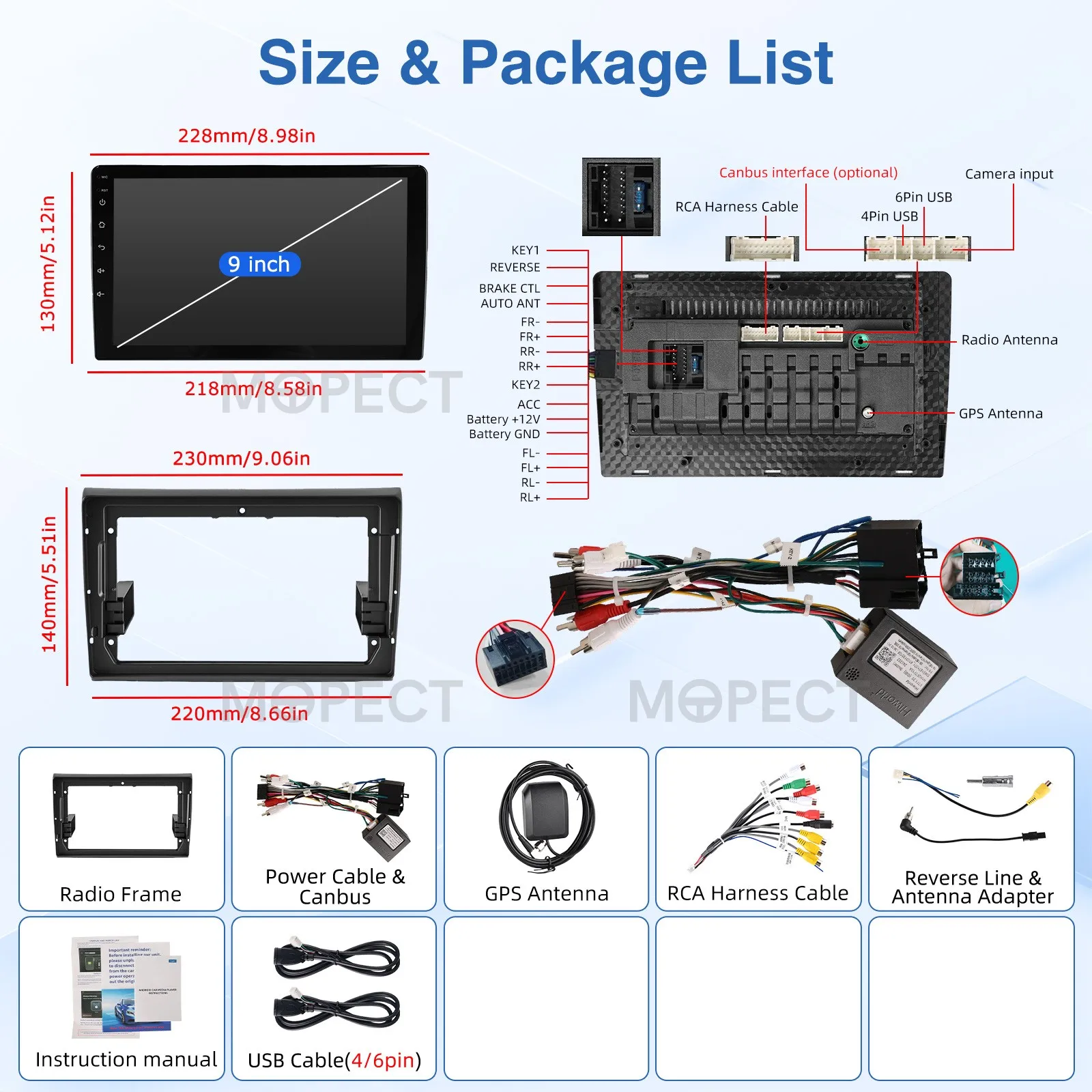 MOPECT Android 15 Autostereo Draadloze CarPlay Android Auto Radio 4+64G GPS Navigatie RDS Wifi Voor Fiat Bravo 2007 2008 2009 2010-2012