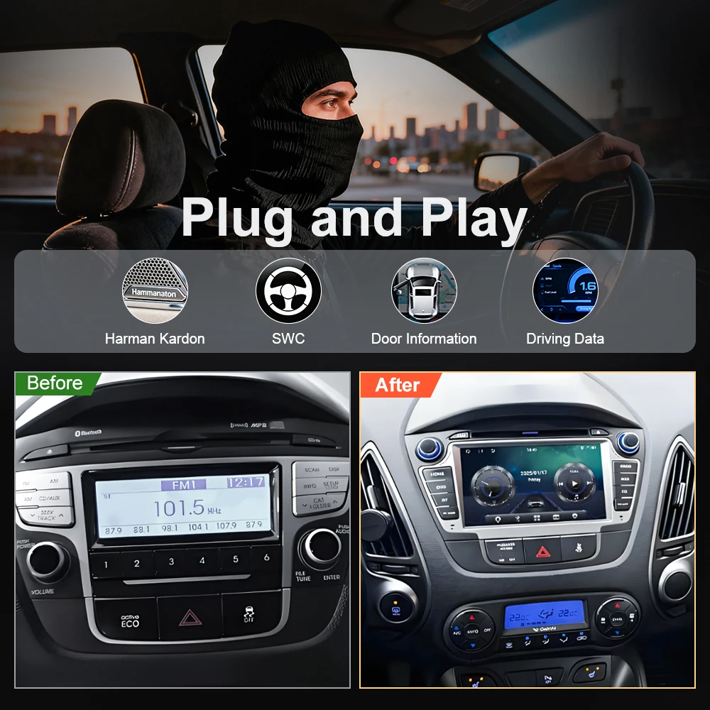 For Hyundai IX35 Tucson 2 LM 2009-2015 Car Radio Android 16 Auto head unit Multimedia WIFI BT Player GPS Navigation No 2Din DVD