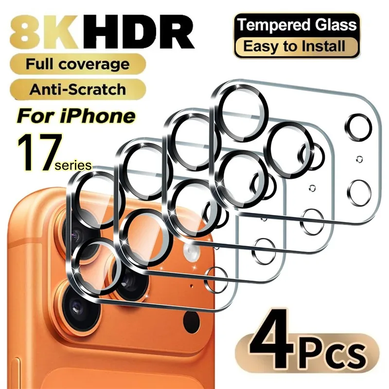

4Pcs Clear Protective Tempered Glass for iPhone 17 17Air 16 15 14 13 12 11 Pro Max Plus Mini Camera Lens Protector Easy install