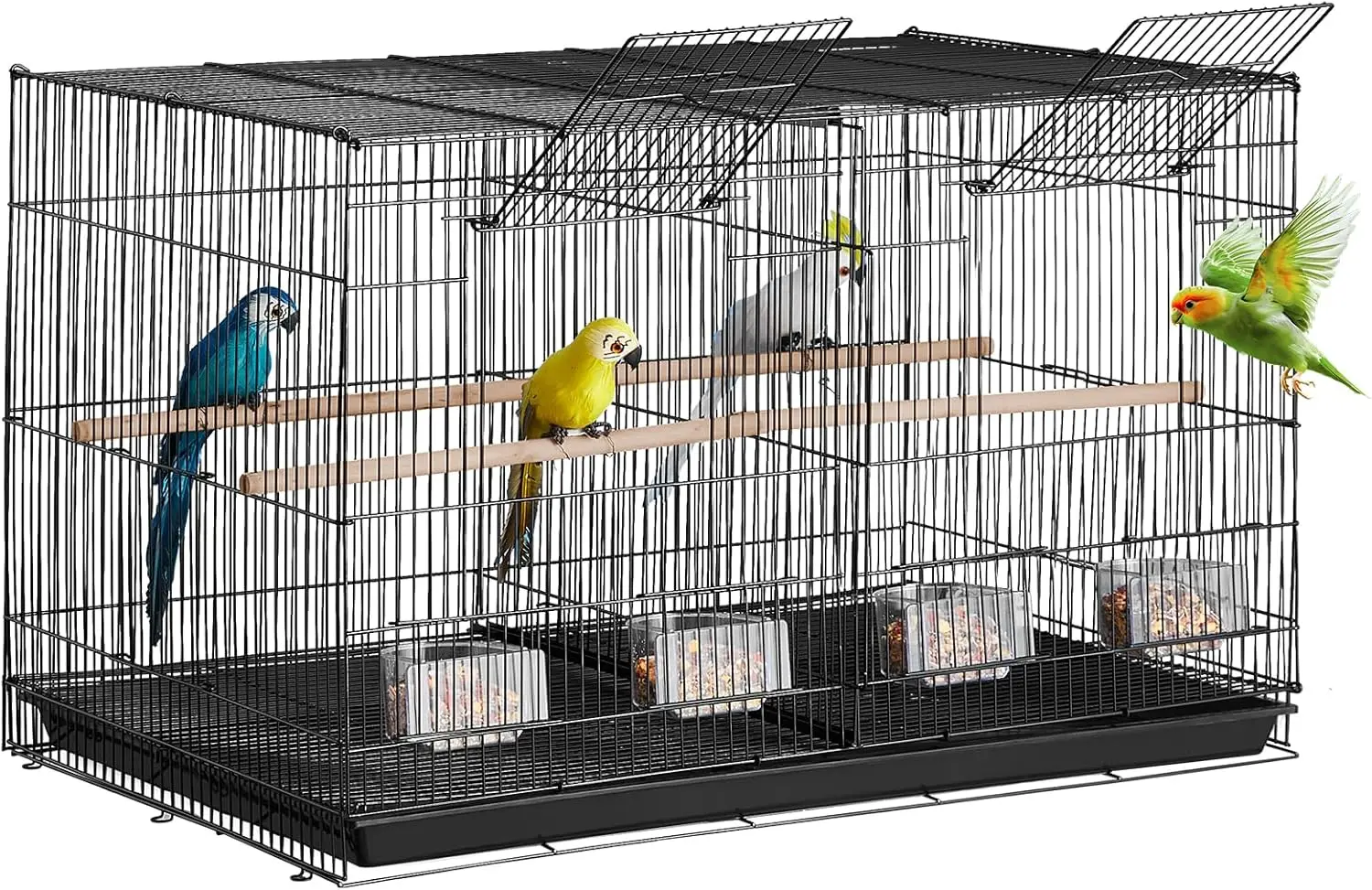 

30-inch Stackable Bird Cage with Divider for Parrots Canaries Cockatiels Lovebirds Finches Budgies Conures Macaws Travel Pet
