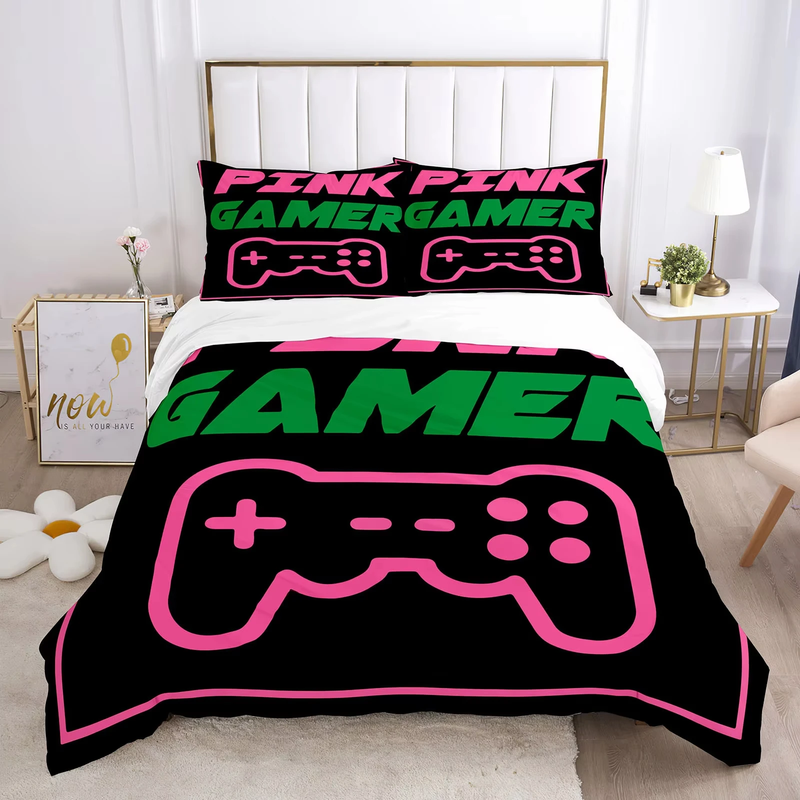 Kids Gamer Twin Queen Bedding Set Game Controller Duvet Cover Set Gamepad Comforter Cover Player Gaming Joystick Bedspread Cover