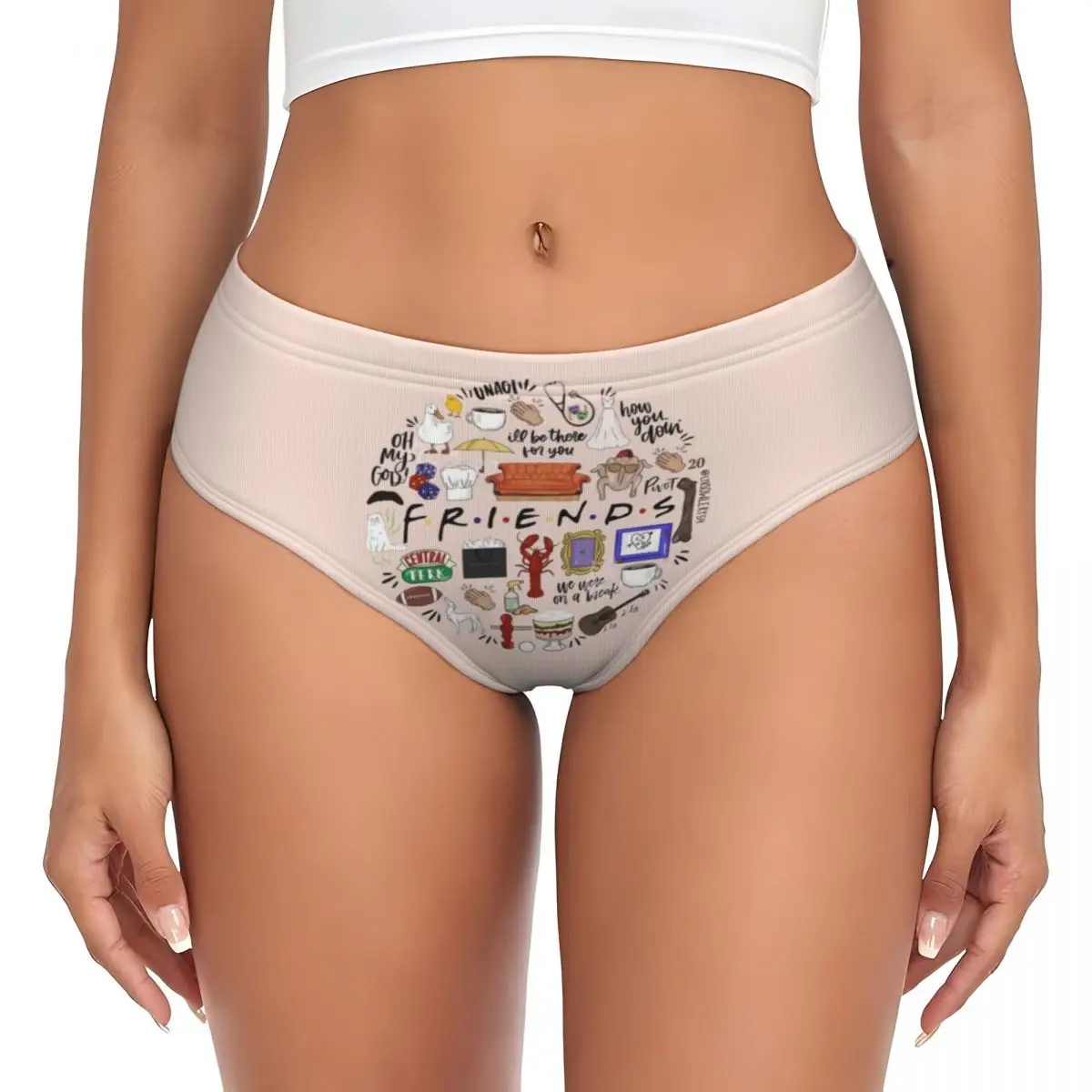 Custom Funny TV Show Friends Brief Panties Women Breathable Stretch Underwear