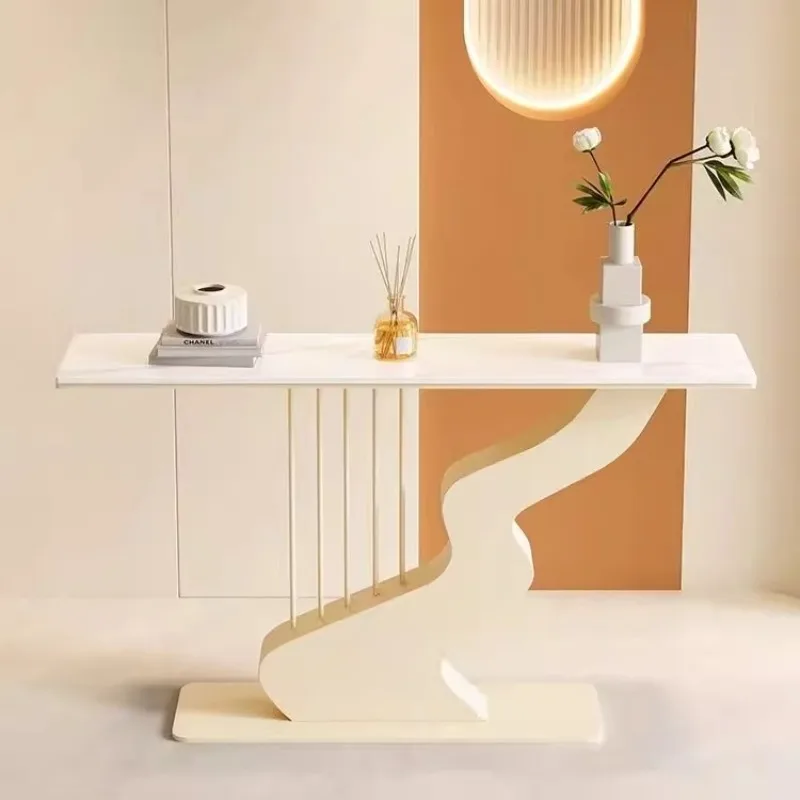 Cream wind light luxury rock slab entrance table creative entrance platform corridor plan art end platform