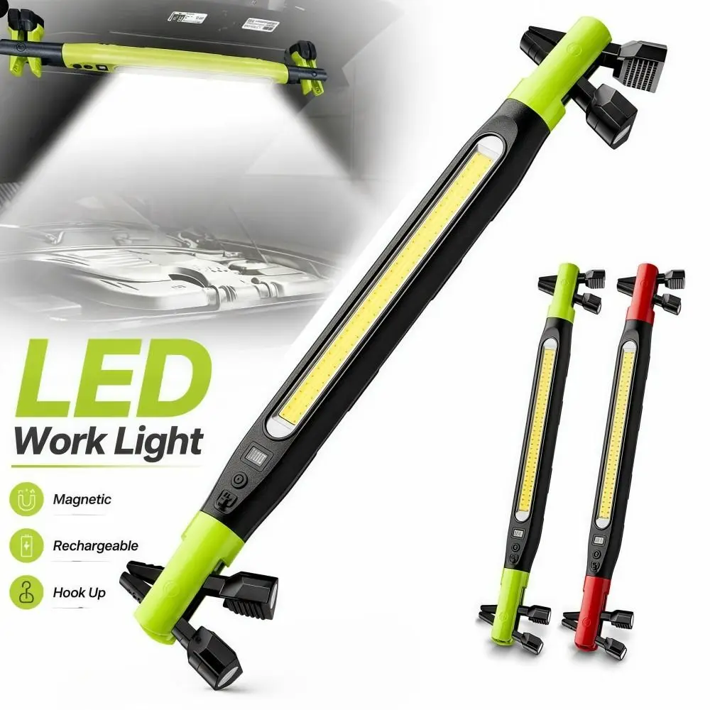 Rechargeable Emergency Repair Work Light Digital Display Hook Up LED Magnetic Flashlight Waterproof Red Light COB Long Bar Light