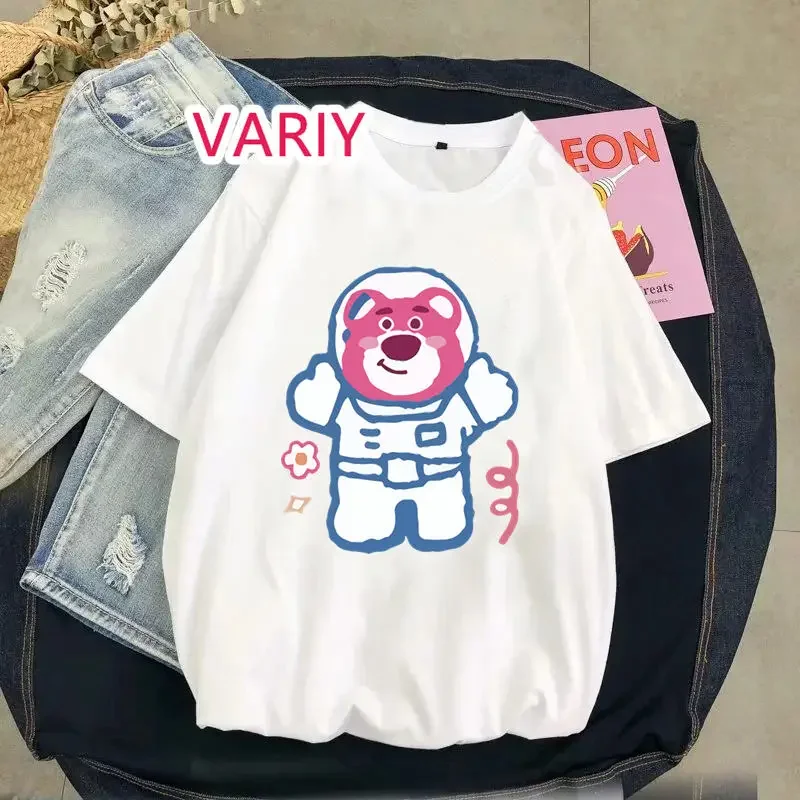 Strawberry Bear Lotso T-shirt Top T Shirt Women Harajuku Tshirt White Short Sleeve Girls New Woman Graphic T-shirts Dropship