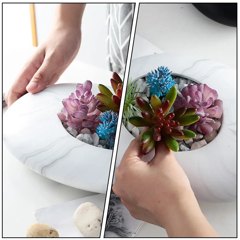 

Creative Elliptical Pebble Flowerpot Premium Desktop Decor Small Space-Saving Plant Container for Home Office Garden Succulents