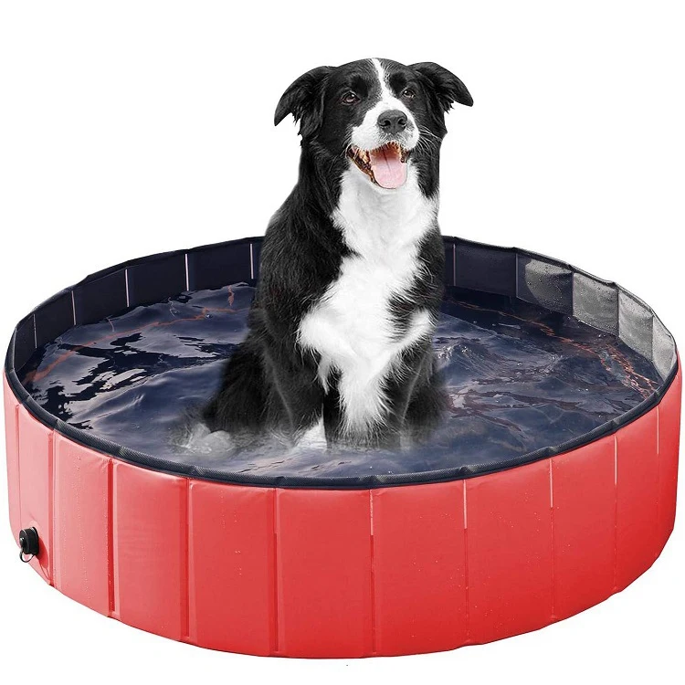 

100cm Collapsible Dog Pools Plastic Foldable Pet Swmiming Pool