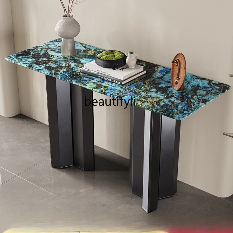 Modern simple entrance table against the wall, living room shelf, aisle decorative end view table